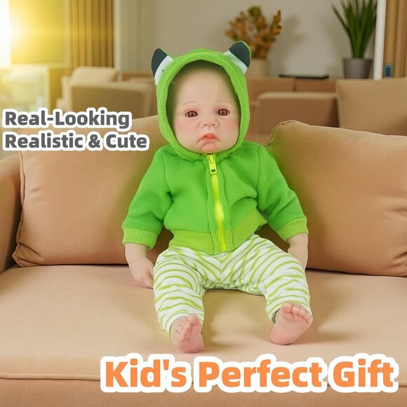 🆕17 Inch Realistic Full Silicone Lifelike Reborn Baby Doll Girl With Open Eyes - Picture 9 of 11